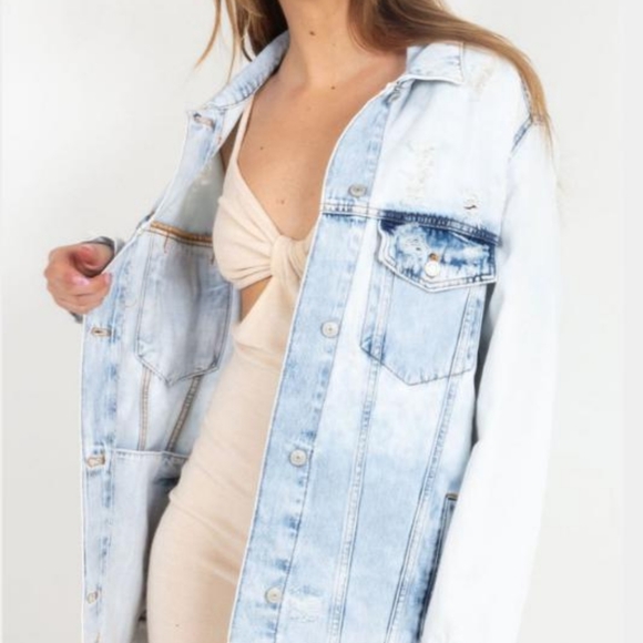 We the Free by Free People Oversized Long  Denim Jacket. - Picture 4 of 6